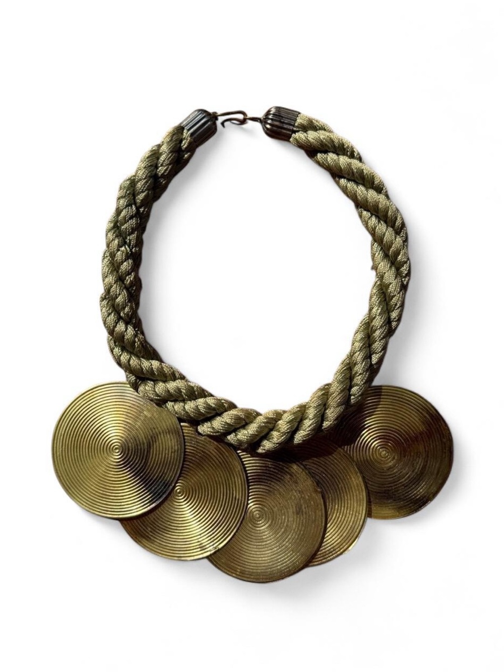 Vintage Tibetan brass statement necklace